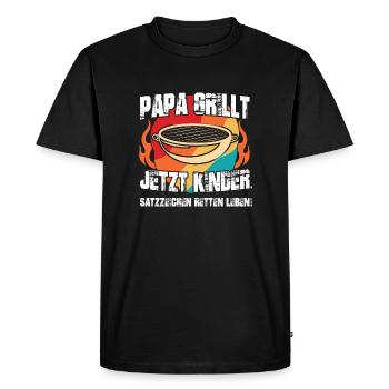 Papa fait maintenant griller les marques de ponctuation pour enfants qui sauvent des vies - T-shirt Premium bio Homme - noir - Devant - Nico (187cm)