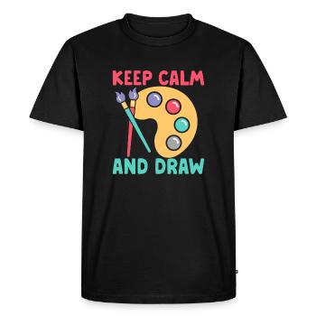 Artiste Peintre Graphique Keep Calm Et Dessiner Des Cadeaux - T-shirt Premium bio Homme - noir - Devant - Nico (187cm)