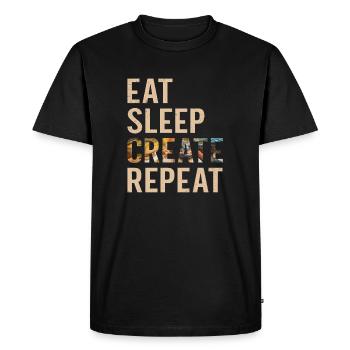 Artist Painter Eat Sleep Create Repeat Gift - Men's Premium Organic T-Shirt - black - Front - Nico (187cm)
