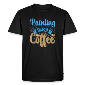 Artist Painter Graphic Painting Before Coffee Gift - Men's Premium Organic T-Shirt - black - Front - Nico (187cm)