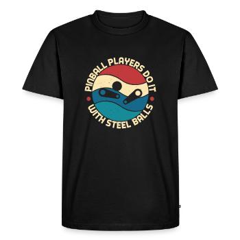 Les joueurs de flipper le font avec des boules d’acier au motif rétro - T-shirt Premium bio Homme - noir - Devant - Nico (187cm)
