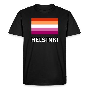 Drapeau de la fierté lesbienne d’Helsinki - T-shirt Premium bio Homme - noir - Devant - Nico (187cm)