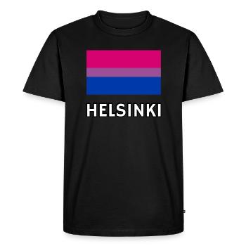 Bi Pride Flag Helsinki - Men's Premium Organic T-Shirt - black - Front - Nico (187cm)