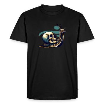 Escargot et crâne - T-shirt Premium bio Homme - noir - Devant - Nico (187cm)
