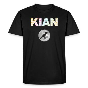 KIAN - Beautiful boy name with dinosaur - Men's Premium Organic T-Shirt - black - Front - Nico (187cm)