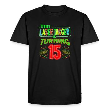 This Laser Tagger Is Turning 15 Years Old Laser - Men's Premium Organic T-Shirt - black - Front - Nico (187cm)