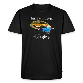 This Guy Loves Fly Tying Blue Doctor - Men's Premium Organic T-Shirt - black - Front - Nico (187cm)