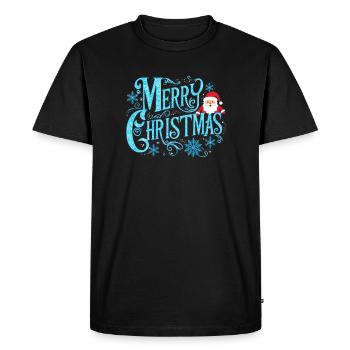 Joyeux Noël neige Noël Noël Vacances Père Noël - T-shirt Premium bio Homme - noir - Devant - Nico (187cm)