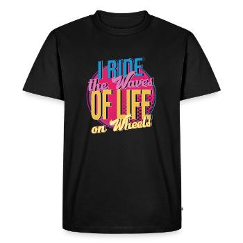 Rollerskater I Ride The Waves Of Life Gift Idea - Men's Premium Organic T-Shirt - black - Front - Nico (187cm)