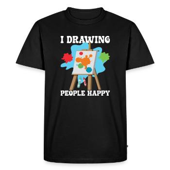 Drôle Art Peintre Dessin Gens Heureux Artiste Cadeau - T-shirt Premium bio Homme - noir - Devant - Nico (187cm)