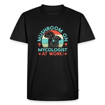 Mushroom Foraging Hunter Mycologist At Work Morel - Men's Premium Organic T-Shirt - black - Front - Nico (187cm)