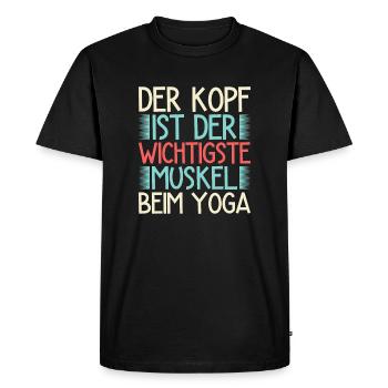 Yoga La tête est le muscle le plus important - T-shirt Premium bio Homme - noir - Devant - Nico (187cm)