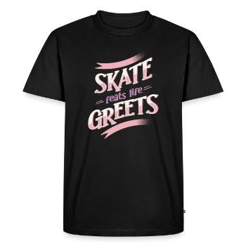 patineur à roulettes fête patin à roulettes feats life greets cadeau - T-shirt Premium bio Homme - noir - Devant - Nico (187cm)