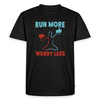Running Run More Worry Less Marathon Runner - Men's Premium Organic T-Shirt - black - Front - Nico (187cm)
