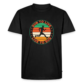 Running Run To Live Live To Run Marathon Runner - Men's Premium Organic T-Shirt - black - Front - Nico (187cm)