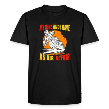 Un motard tout-terrain qui fait du vélo et j’ai une liaison aérienne - T-shirt Premium bio Homme - noir - Devant - Nico (187cm)