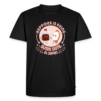 L’amateur de cuisine japonaise Happines est un sushi aux dattes - T-shirt Premium bio Homme - noir - Devant - Nico (187cm)