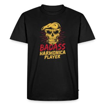 Funny Harmonica Player Badass Harmonica - Men's Premium Organic T-Shirt - black - Front - Nico (187cm)