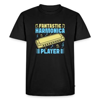 Funny Harmonica Player Fantastic Player Harmonica - Men's Premium Organic T-Shirt - black - Front - Nico (187cm)