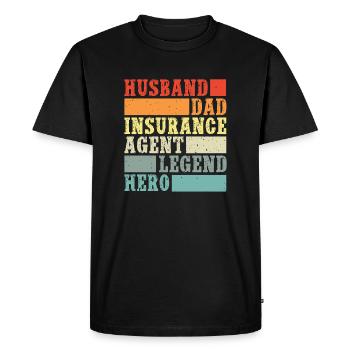 Insurance Agent Husband Dad Hero Funny Insurance - Men's Premium Organic T-Shirt - black - Front - Nico (187cm)