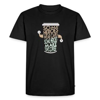 L'énergie de la puissance du café - Le café me rend fort - T-shirt Premium bio Homme - noir - Devant - Nico (187cm)