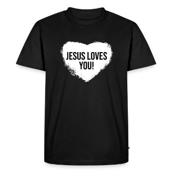 Jésus vous aime coeur Bible cadeau chrétien - T-shirt Premium bio Homme - noir - Devant - Nico (187cm)