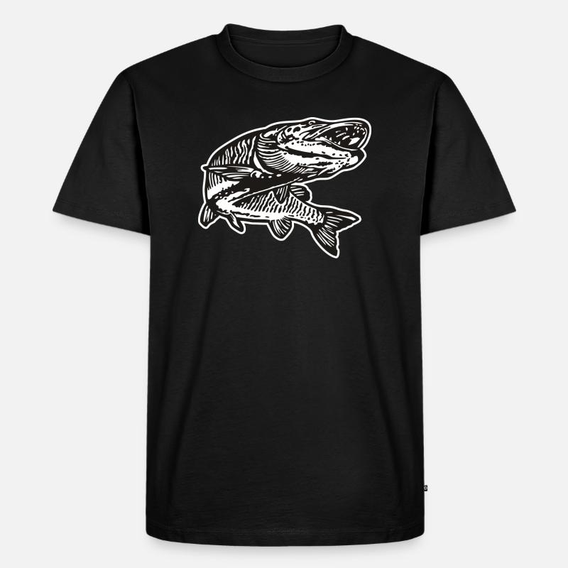 Hecht mit kontur - Männer Premium Bio T-Shirt - Schwarz