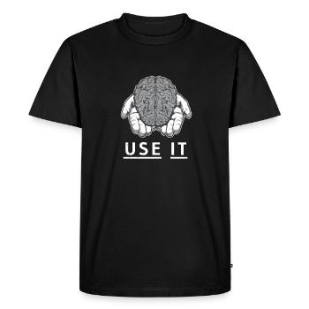 Utilise le - T-shirt Premium bio Homme - noir - Devant - Nico (187cm)