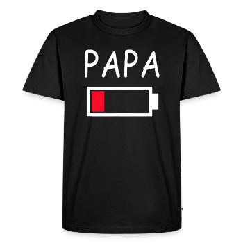 Papa Battery Empty Daddy Battery Dad Battery - Men's Premium Organic T-Shirt - black - Front - Nico (187cm)