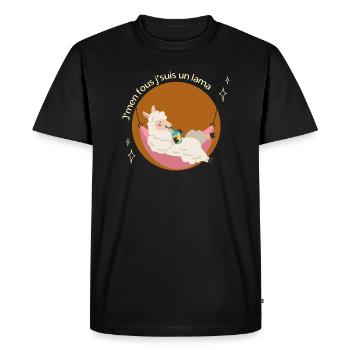 J'men fous j'suis un lama - T-shirt Premium bio Homme - noir - Devant - Nico (187cm)