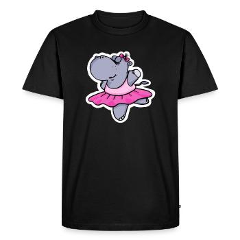 Ballet hippopotamus with tutu gift present idea - Men's Premium Organic T-Shirt - black - Front - Nico (187cm)