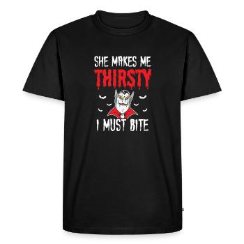Halloween elle me donne soif doit mordre le vampire - T-shirt Premium bio Homme - noir - Devant - Nico (187cm)