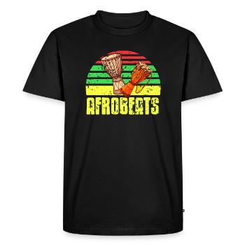 Retro Vintage Afrobeats Djembe Design T-Shirt - Men's Premium Organic T-Shirt - black - Front - Nico (187cm)