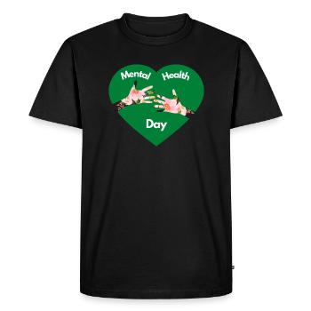 T-Shirt Journée mondiale de la santé mentale Cadeau Coeur Vert - T-shirt Premium bio Homme - noir - Devant - Nico (187cm)