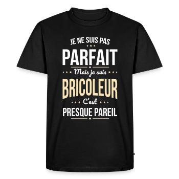 Je ne suis pas parfait mais je suis bricoleur - T-shirt Premium bio Homme - noir - Devant - Nico (187cm)