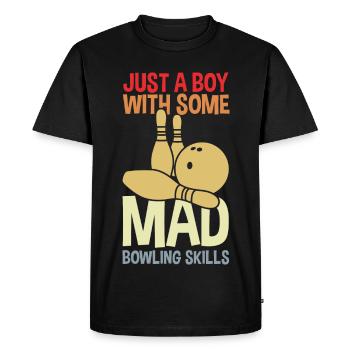 Drôle de garçon de bowling - T-shirt Premium bio Homme - noir - Devant - Nico (187cm)