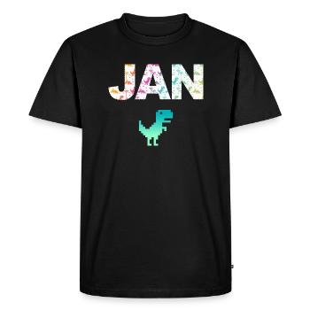 JAN - Beautiful boy name with dinosaur - Men's Premium Organic T-Shirt - black - Front - Nico (187cm)