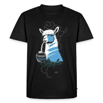 Yerba Mate Alpaca enjoys yerba mate tea - Men's Premium Organic T-Shirt - black - Front - Nico (187cm)