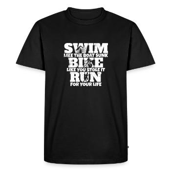 Swim Bike Run Funny Triathlon Triathlete - Men's Premium Organic T-Shirt - black - Front - Nico (187cm)