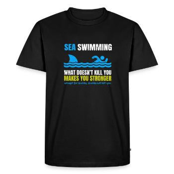 Requin nageant en mer - T-shirt Premium bio Homme - noir - Devant - Nico (187cm)