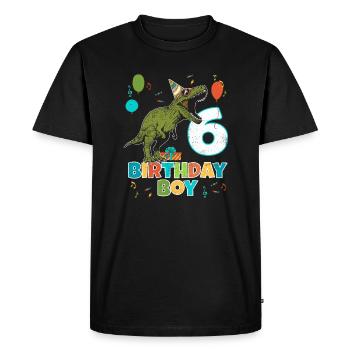 6 ans, fête d'anniversaire pour enfants, garçon, dinosaure Rex - T-shirt Premium bio Homme - noir - Devant - Nico (187cm)