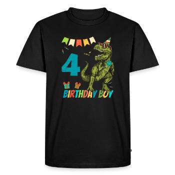 Fête de garçon d'anniversaire pour enfants de 4 ans - T-shirt Premium bio Homme - noir - Devant - Nico (187cm)