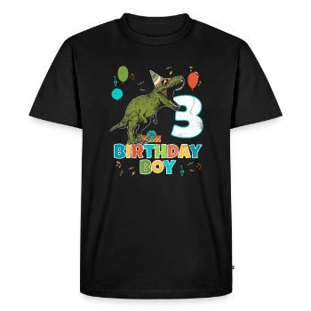 3 ans, fête d'anniversaire pour enfants, garçon, dinosaure Rex - T-shirt Premium bio Homme - noir - Devant - Nico (187cm)