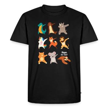 Dabbing Animals, Nope Not Today, Dab Dance Sloth - Men's Premium Organic T-Shirt - black - Front - Nico (187cm)