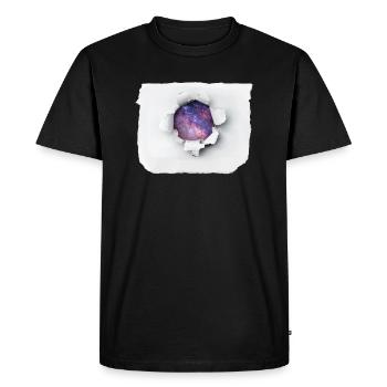 Ripped Paper - Universe - Men's Premium Organic T-Shirt - black - Front - Nico (187cm)