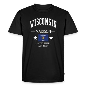 Wisconsin - Men's Premium Organic T-Shirt - black - Front - Nico (187cm)