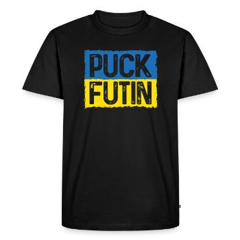 Puck Futin Meme Stand avec l’Ukraine - T-shirt Premium bio Homme - noir - Devant - Nico (187cm)