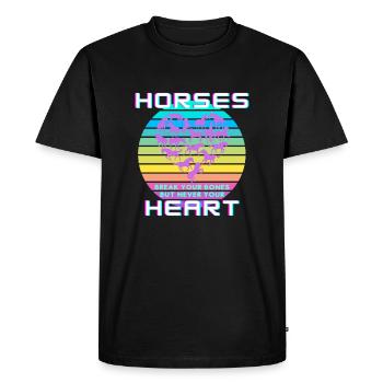 Horses break your bones but never your heart - Men's Premium Organic T-Shirt - black - Front - Nico (187cm)