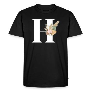 lettre H fleuris - T-shirt Premium bio Homme - noir - Devant - Nico (187cm)
