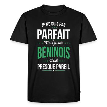 Je ne suis pas parfait mais je suis Béninois - T-shirt Premium bio Homme - noir - Devant - Nico (187cm)
